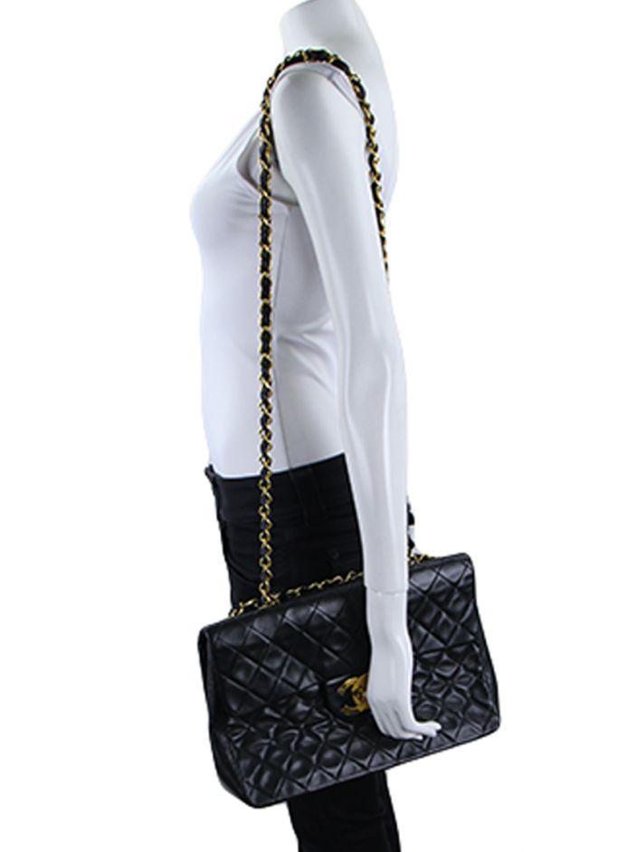 Bolsa Chanel Original Quilted Perforated Leather Single Flap Jumbo Feminina