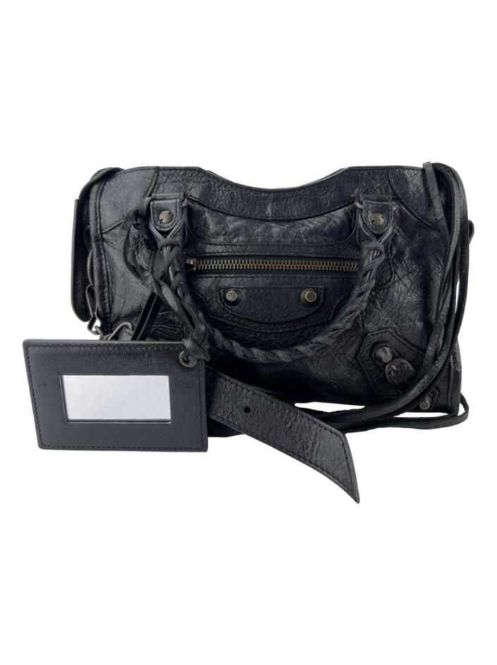 Bolsa com Alça Balenciaga Agneau Classic Hardware Mini City Preta