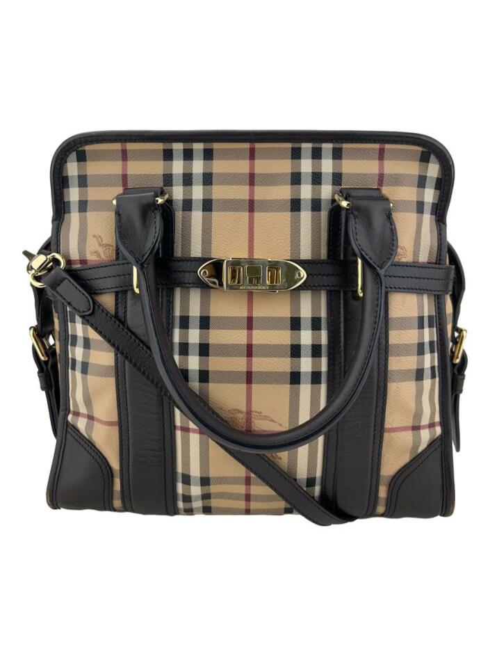 Burberry Haymarket Check Minford Portrait Tote-Chocolate