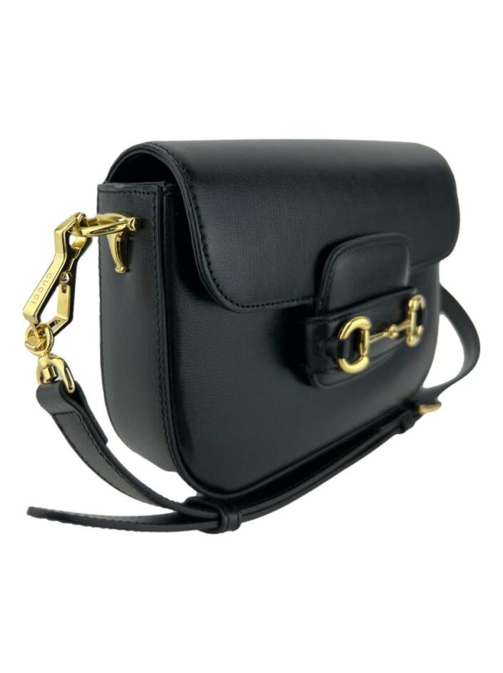 Bolsa com Alça Gucci Mini Horsebit 1955 Preta - AFJJ6 Original