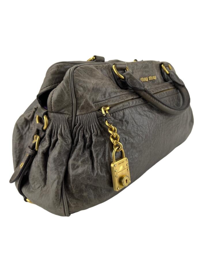 Bolsa com Alça Miu Miu Two Way Couro Cinza - GBN9 Original