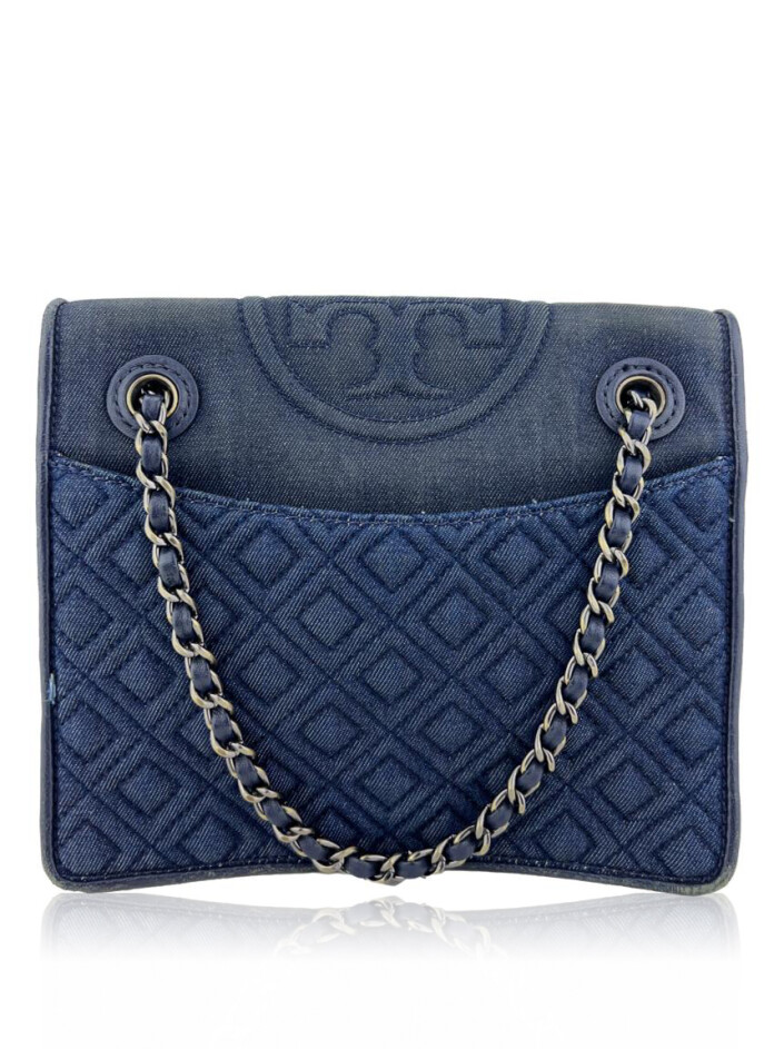 Bolsa com Al a Tory Burch Fleming Denim Azul Original AEVC2