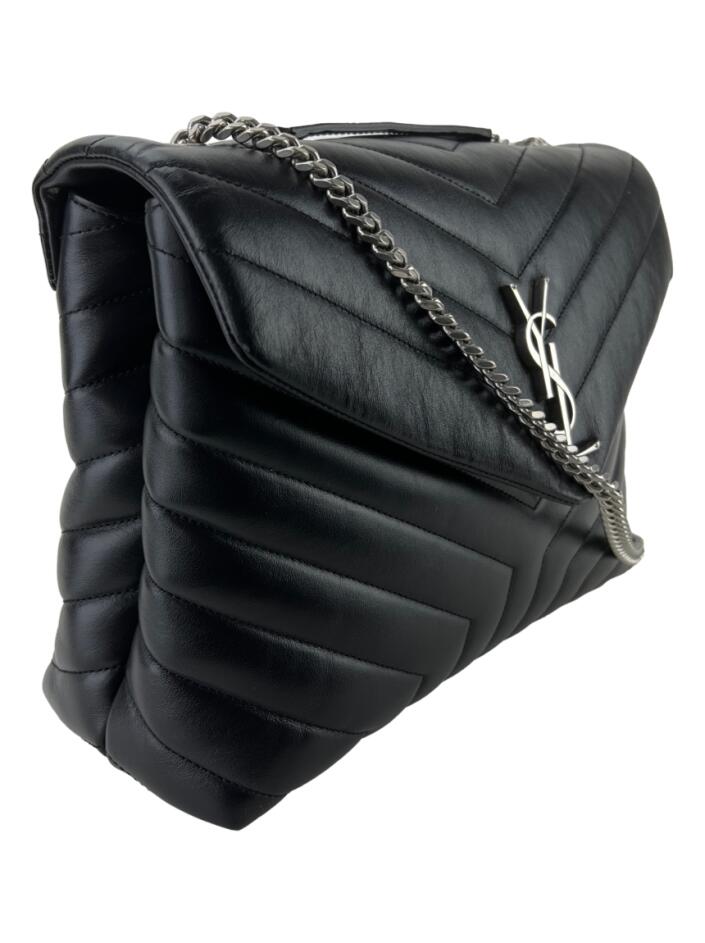 バッグ  Yves Saint Laurent Matelasse Bolsa com Alça Yves Saint Laurent Loulou Matelassê Medium Preta