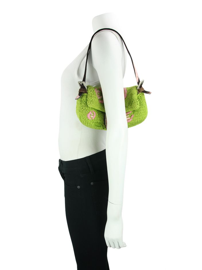 Bolsa Fendi Baguette Crochet Verde - AIV85 Original | Etiqueta Única