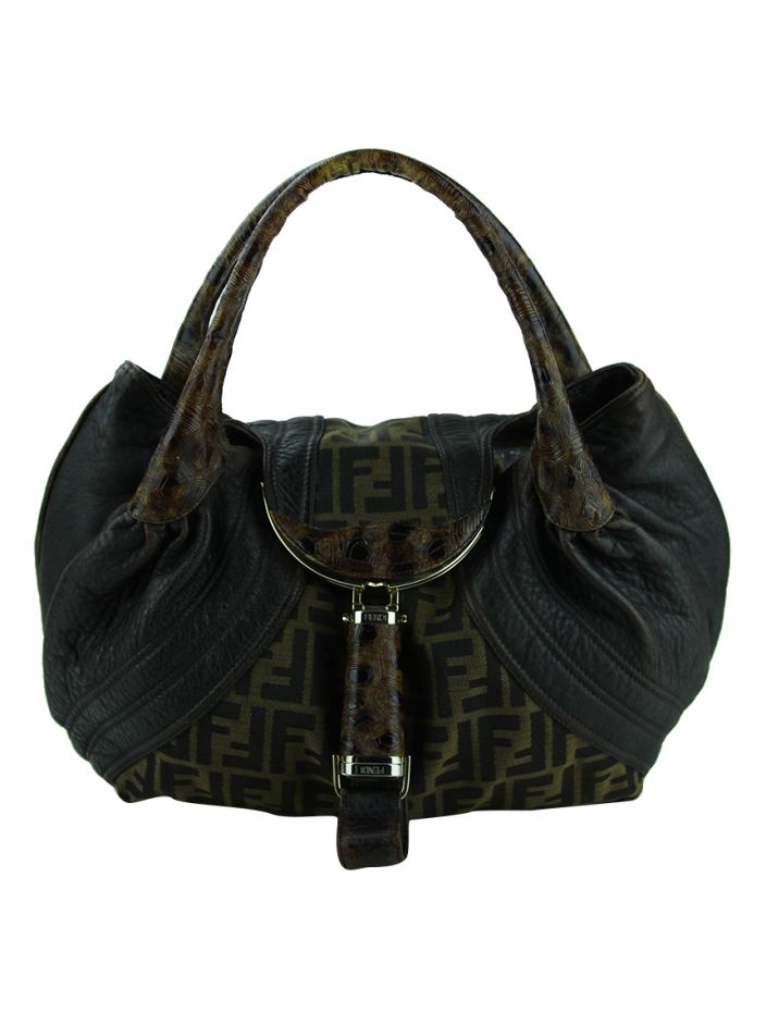 Bolsa Fendi Zucca Nappa Tortoise Spy Bag Tabaco - NT66 Original