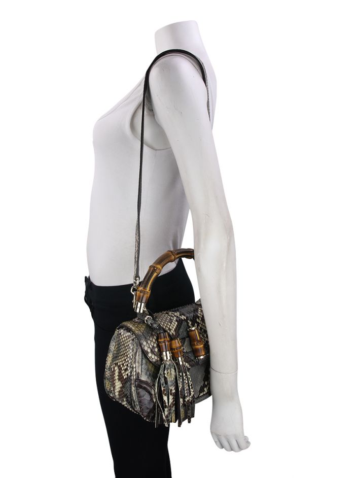 Bolsa Gucci Bamboo Khaki Python - BVV1058 Original | Etiqueta Única