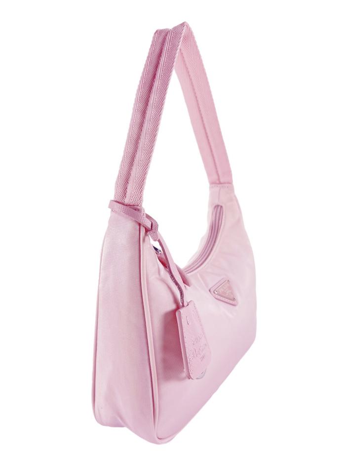 Bolsa Hobo Prada Re-Edition 2000 Mini Nylon Rosa Alabastro - CYKT1