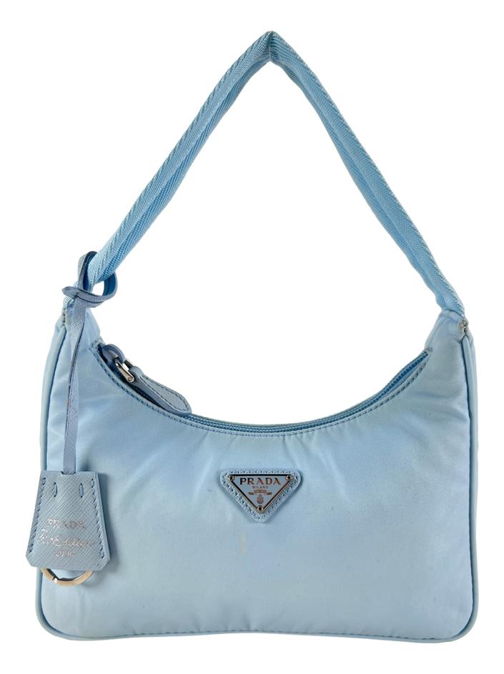 Bolsa Hobo Prada Re-Edition 2000 Mini Re-Nylon Celeste - DEWF6