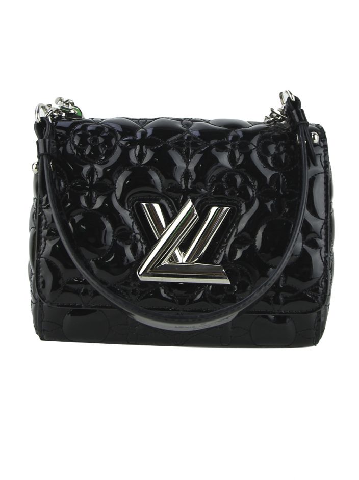 バッグ Louis Vuitton M30302 Tie Bag Bolsa Louis Vuitton Twist Flower Malletage PM Verniz Preto - PW632