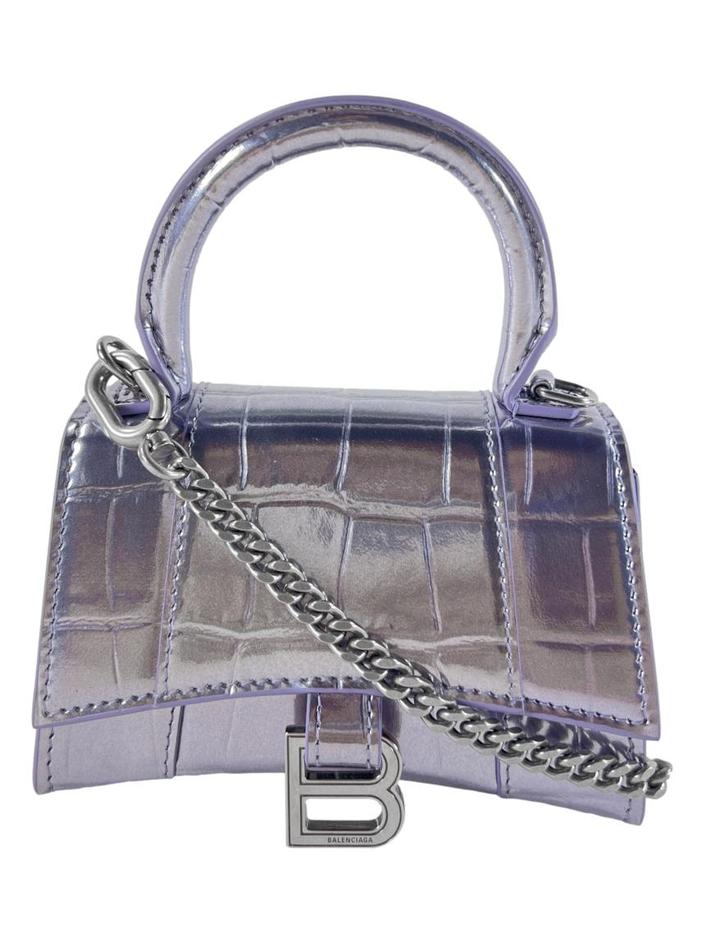 Bolsa Tiracolo Balenciaga Hourglass Mini Embossed Croco Lilás