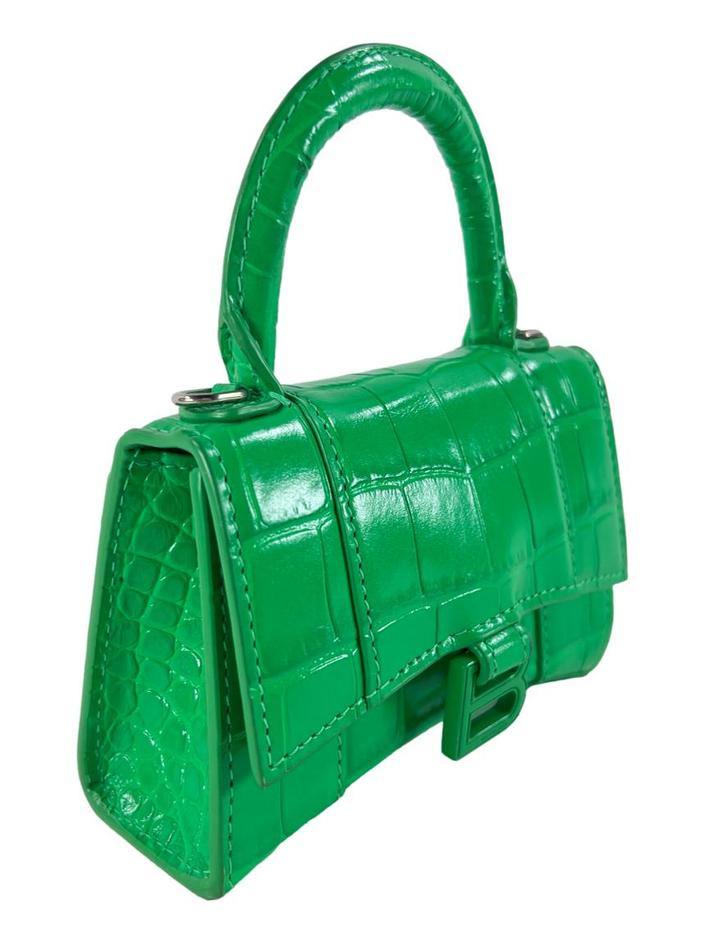Bolsa Tiracolo Balenciaga Hourglass Mini Embossed Croco Verde