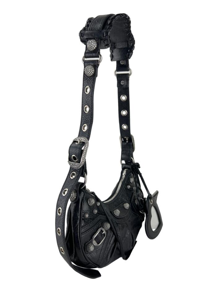 Bolsa Tiracolo Balenciaga Le Cagole XS Cristais Preta - CEGY1