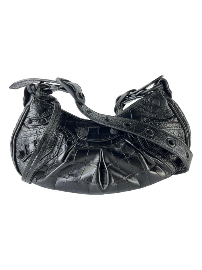 Bolsa Tiracolo Balenciaga Le Cagole XS Embossed Croco Preta