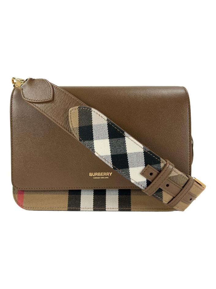 Bolsa Tiracolo Burberry Mackford Check Marrom - QIR10 Original