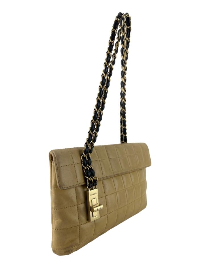 Bolsa Tiracolo Chanel Chocolate Bar Mademoiselle Flap Bege