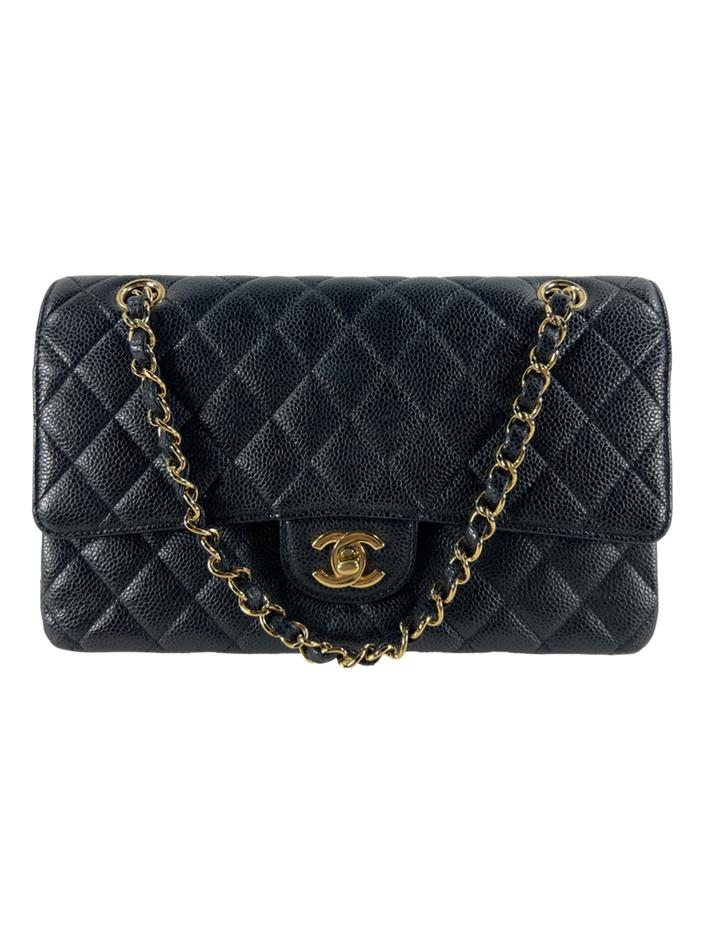 Bolsa Tiracolo Chanel Double Flap Caviar Preto - DFBF2 Original