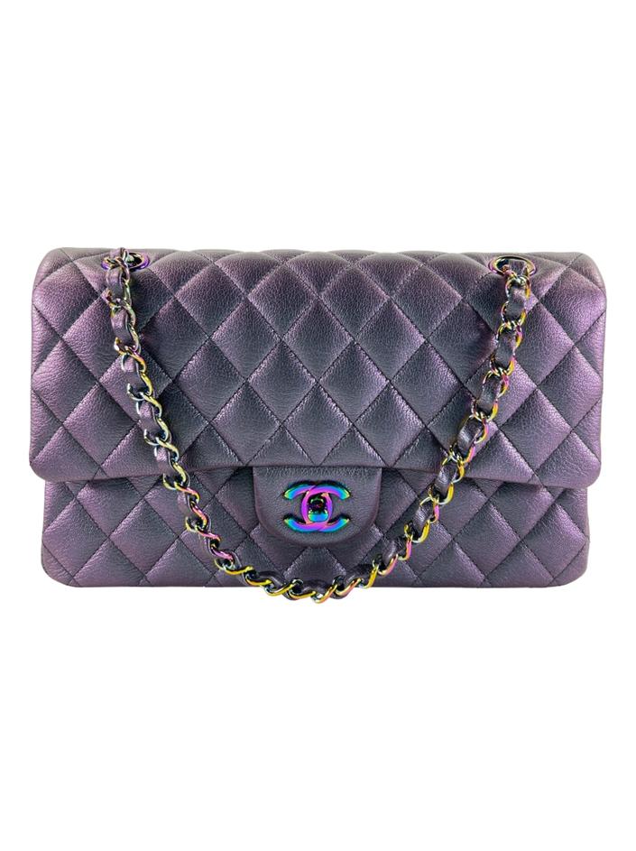 Bolsa Tiracolo Chanel Double Flap Iridescent Roxa - CZDL4 Original