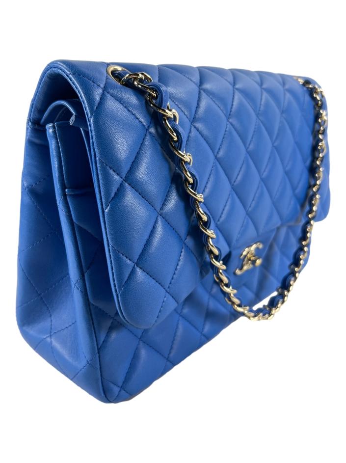 Bolsa Tiracolo Chanel Double Flap Medium Azul - CWBC3 Original