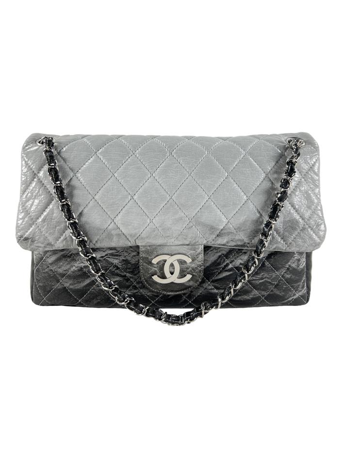 Bolsa Tiracolo Chanel Melrose Degrade Flap Cinza CZDL3 Original