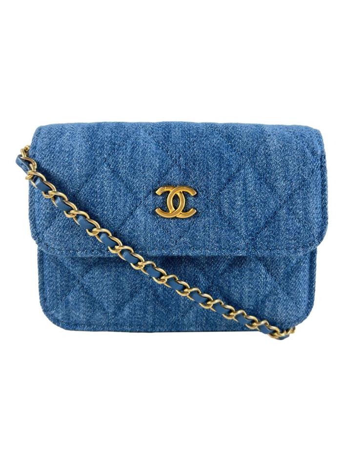 Bolsa Tiracolo Chanel Pearl Crush Denim Azul - CMDV66 Original