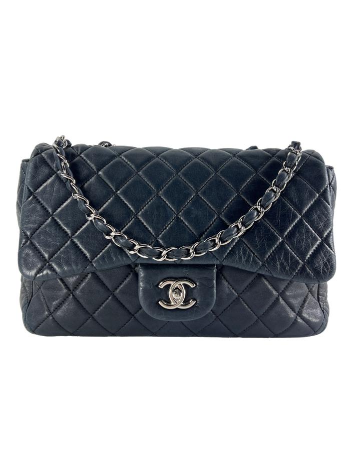 CHANEL 95C サイズ36 Bolsa Tiracolo Chanel Single Flap Lambskin Azul Marinho - CPRD20