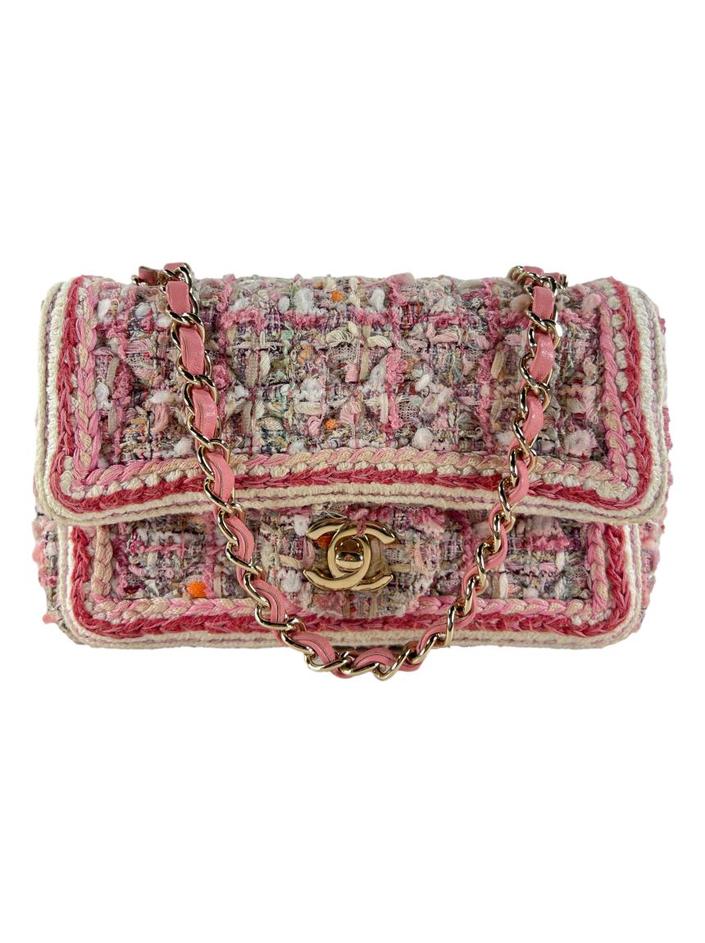 Chanel tweed pink stylish シャネル Bolsa Tiracolo Chanel Tweed Single Flap Braided Quilted Mini Rosa