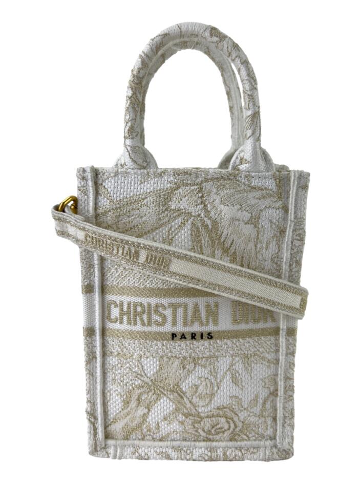 Bolsa Tiracolo Christian Dior Book Tote Phone Off White - HDC2