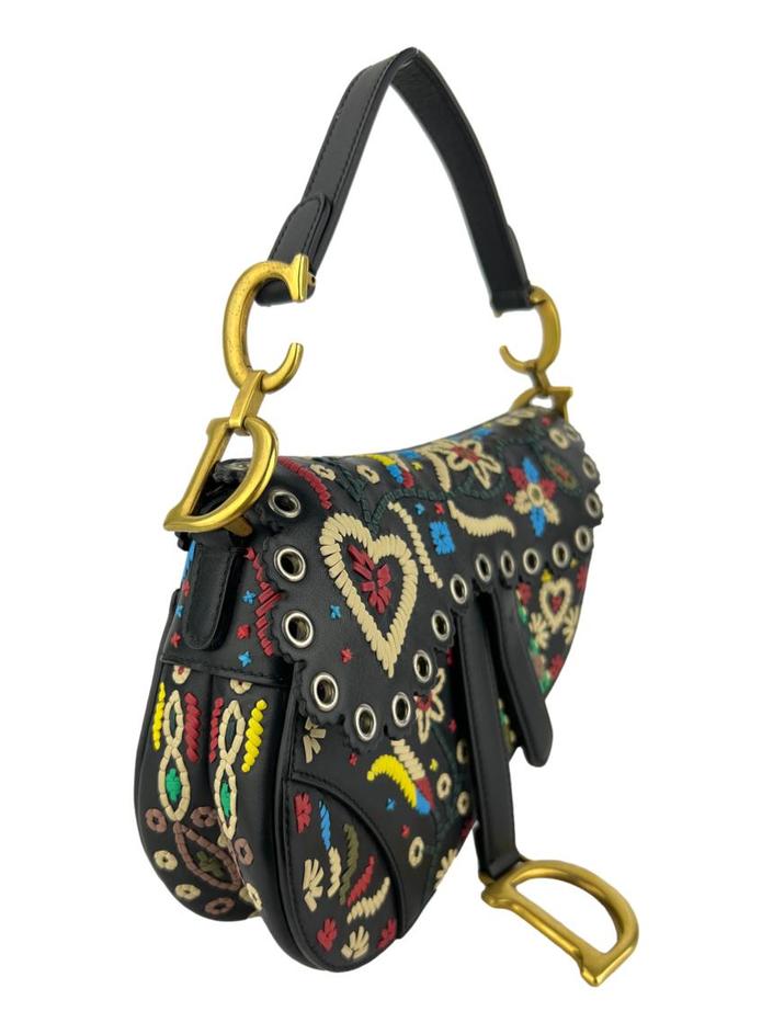 Bolsa Tiracolo Christian Dior Saddle Brodé Preta - CJVS178