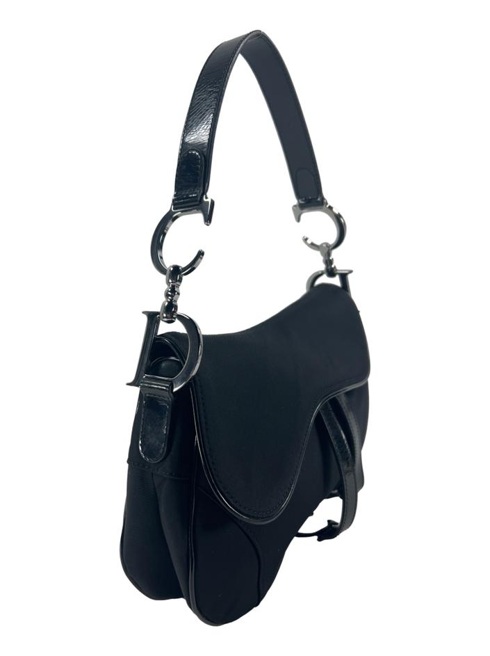Christian Dior SADDLE ナイロンボディーバッグ Bolsa Christian Dior Saddle Original de Nylon Preta Feminino