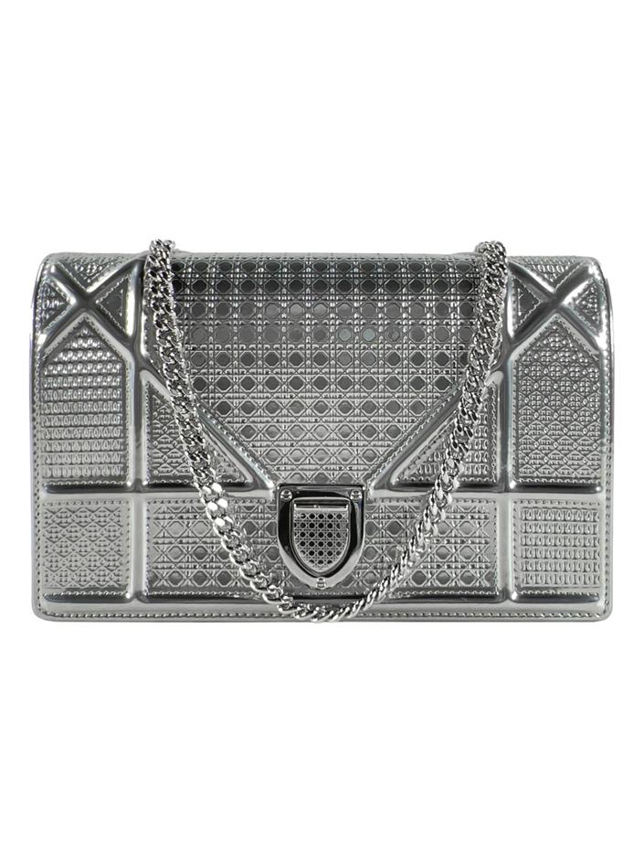 Bolsa Tiracolo Christian Dior WOC Diorama Micro-Cannage Prateada