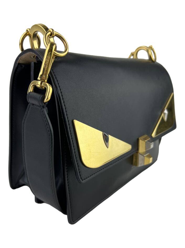 激レアG-RAP FATAL FRESH CURRENCY Bolsa Tiracolo Fendi Monster Eyes Kan I Couro Preto - BZRG58