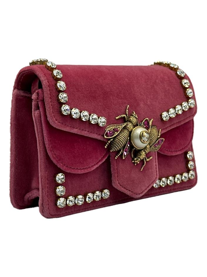 Bolsa Tiracolo Gucci Broadway Pearly Bee Veludo Rosa - CRBC16