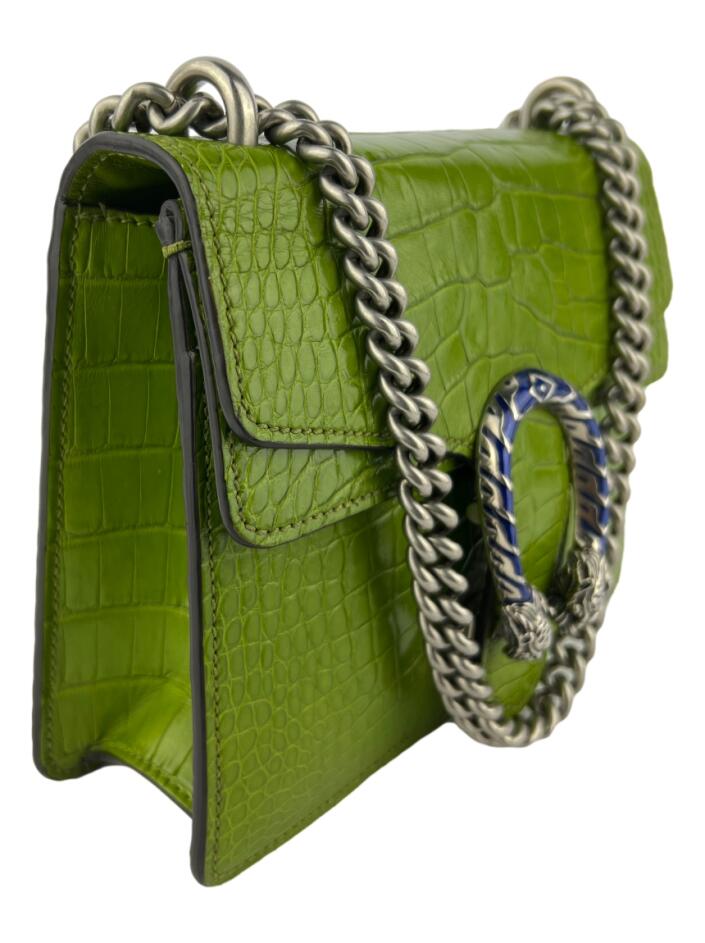 Bolsa Tiracolo Gucci Dionysus Mini Crocodile Embossed Verde