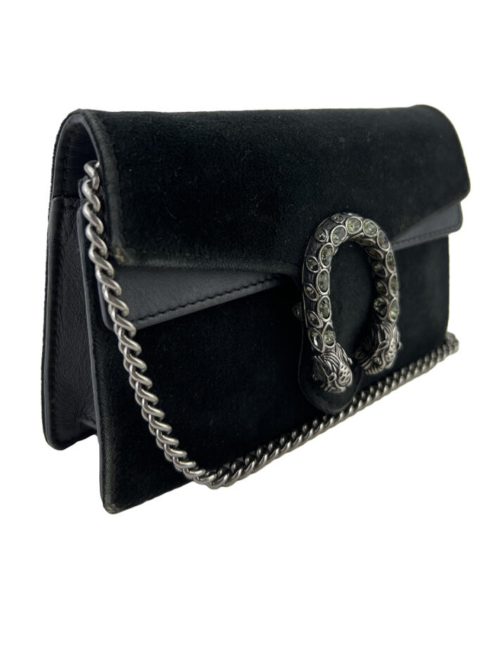 Bolsa Tiracolo Gucci Dionysus Super Mini Veludo Preta - AII55