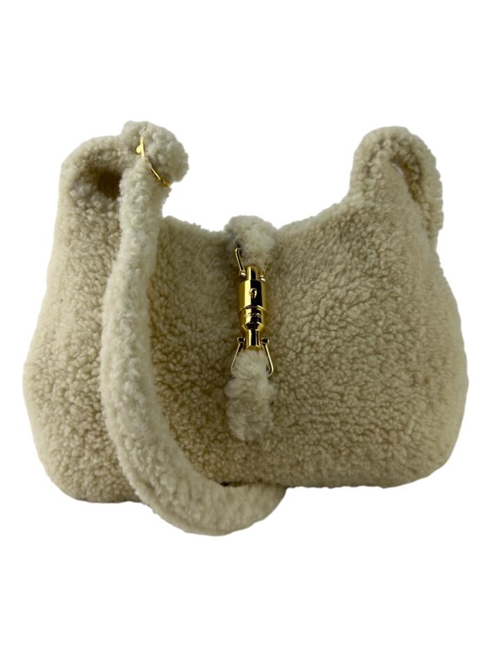 Bolsa Tiracolo Gucci Jackie 1961 Shearling Off White - GHP1031