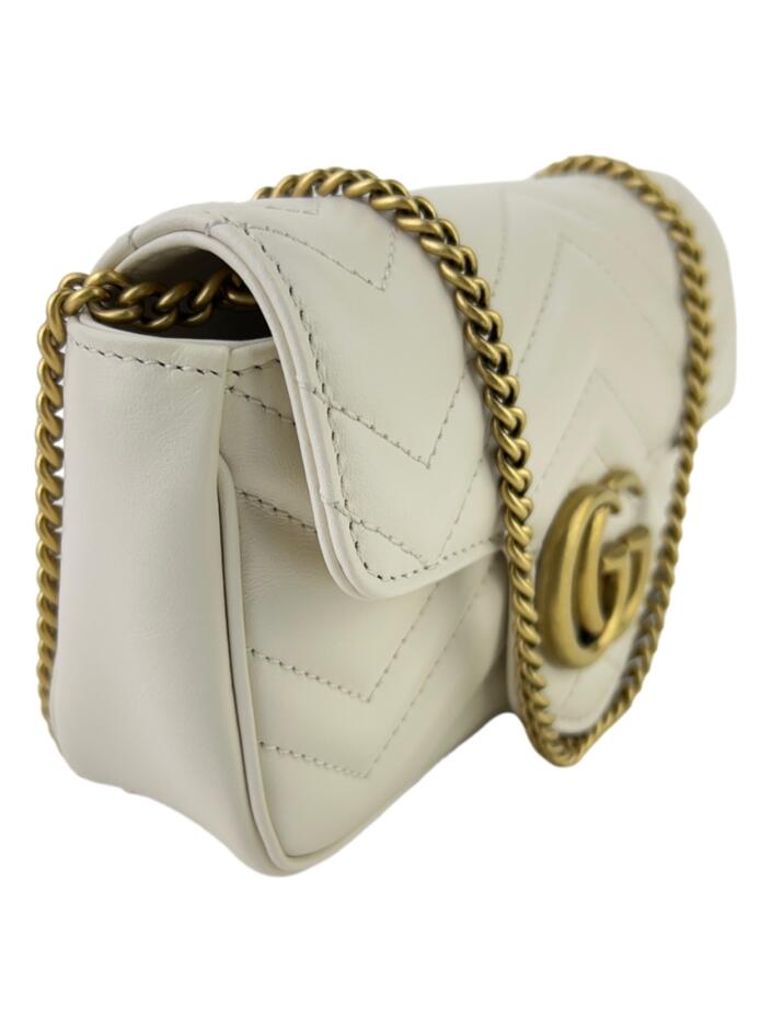 Bolsa Tiracolo Gucci Marmont Super Mini Branca - CJEN1 Original