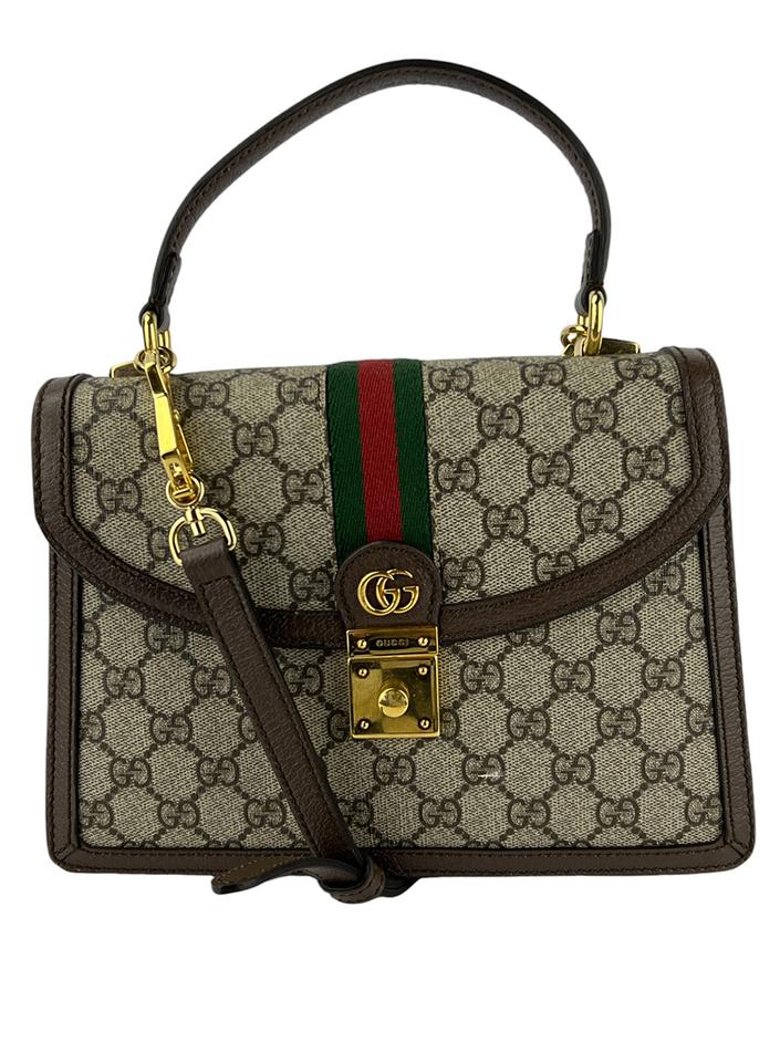 Bolsa Tiracolo Gucci Ophidia Padlock Monogram Marrom - CNIF2