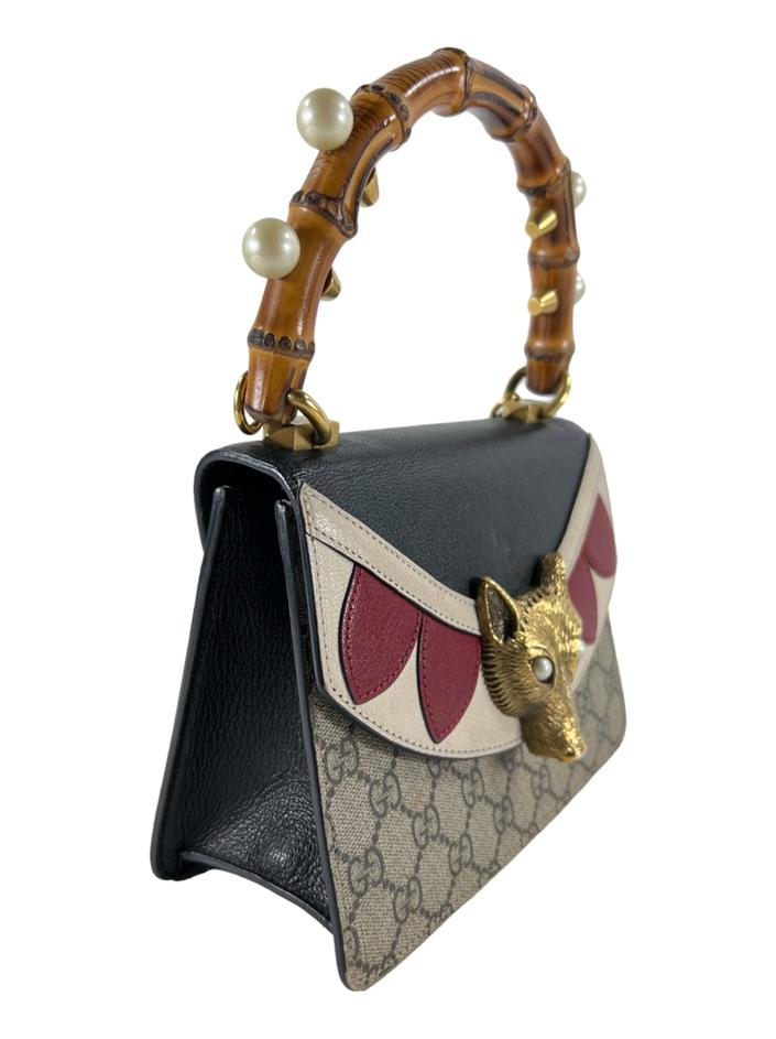 Bolsa Tiracolo Gucci Pearl Mini Fox Broche Monogram - NHA5