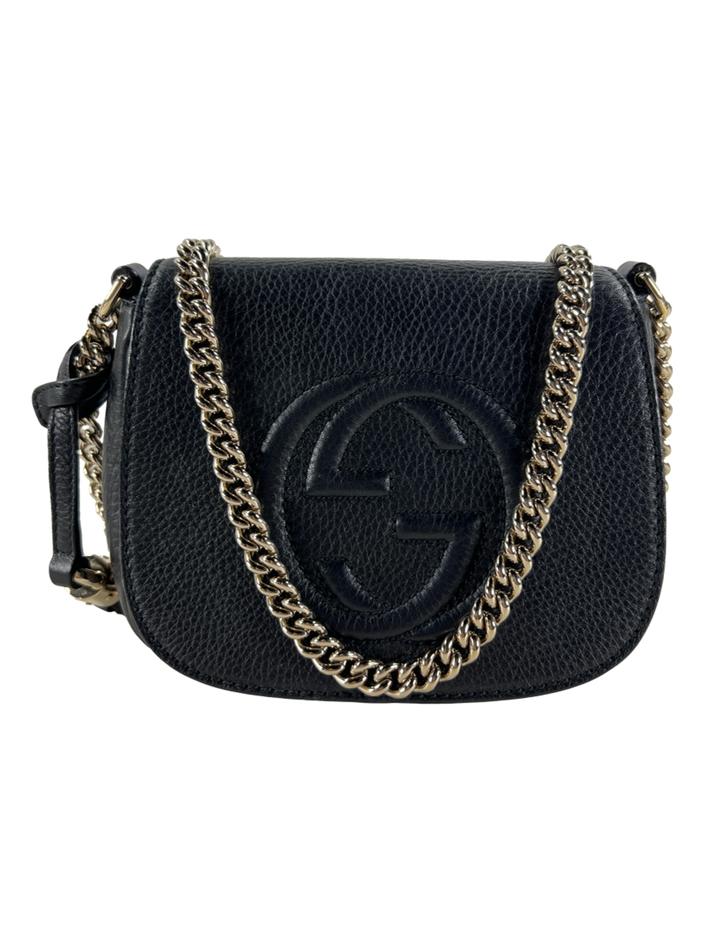 Bolsa Tiracolo Gucci Soho Flap Couro Preta - CIDZ14 Original