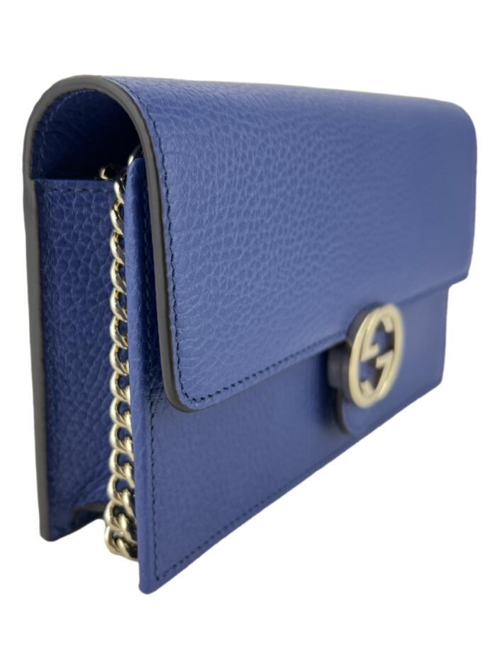 Bolsa Tiracolo Gucci Wallet on Chain Interlocking G Azul - CJWM1
