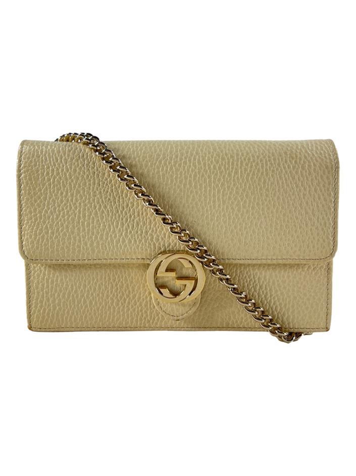 Bolsa Tiracolo Gucci Wallet on Chain Interlocking G Off White