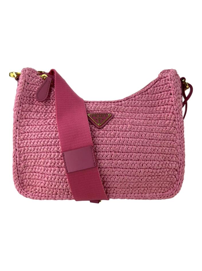 Bolsa Tiracolo Prada Re-Edition 2005 Crochet Rosa - BOY21 Original