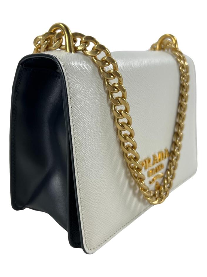 Bolsa Tiracolo Prada Saffiano Chain Bicolor - CVLZ8 Original