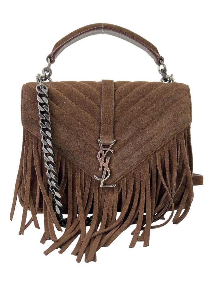 人気ショップ Laurent Saint Yves Tiracolo Bolsa Suede Fringe Chevron バッグ