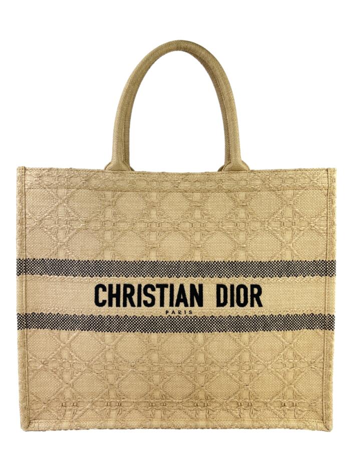 Bolsa Tote Christian Dior Book Cannage Raffia Bege CFYF3