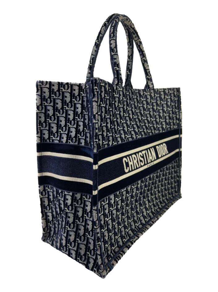 Bolsa Tote Christian Dior Book Oblique Velvet Azul - CJLF60