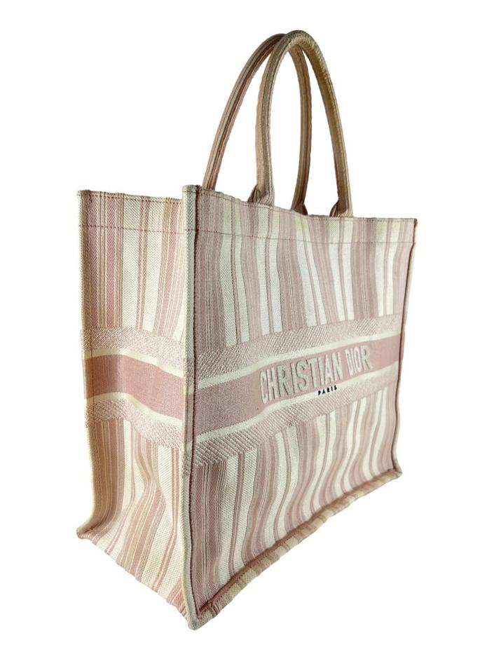 Bolsa Tote Christian Dior Book Tote Mykonos Striped Rosa - CTNC19