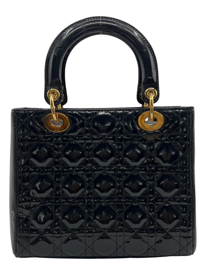 Bolsa Tote Christian Dior Lady Dior Cannage Verniz Preta - DZU225