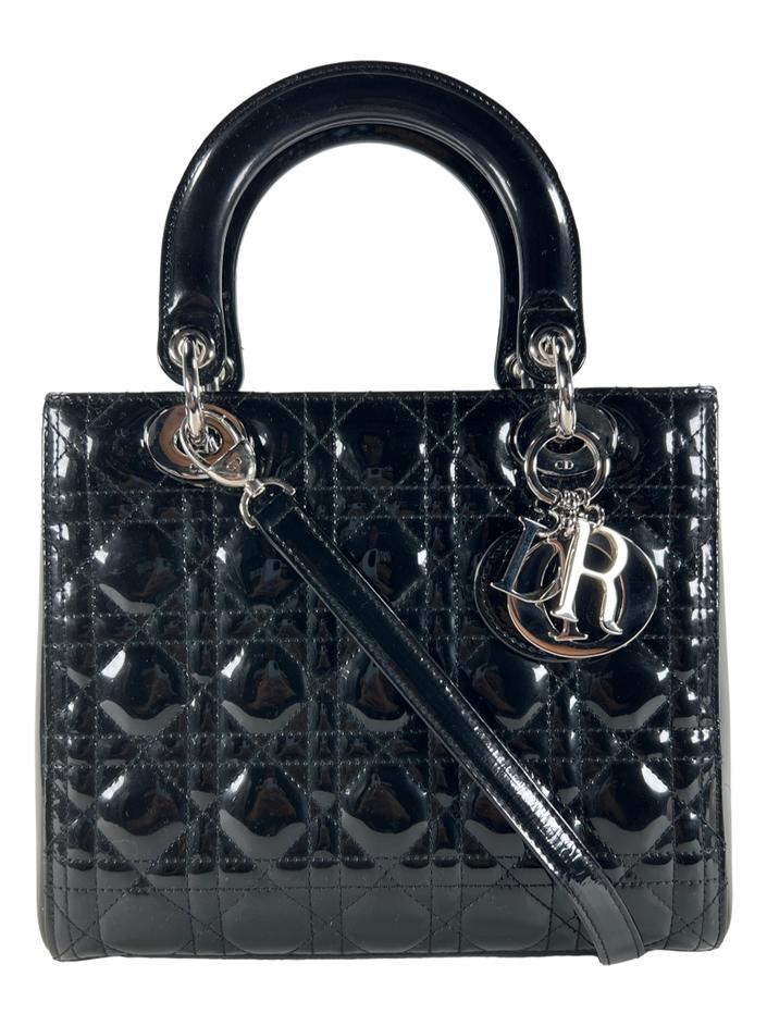 Bolsa Tote Christian Dior Lady Dior Verniz Preto - AFH475 Original