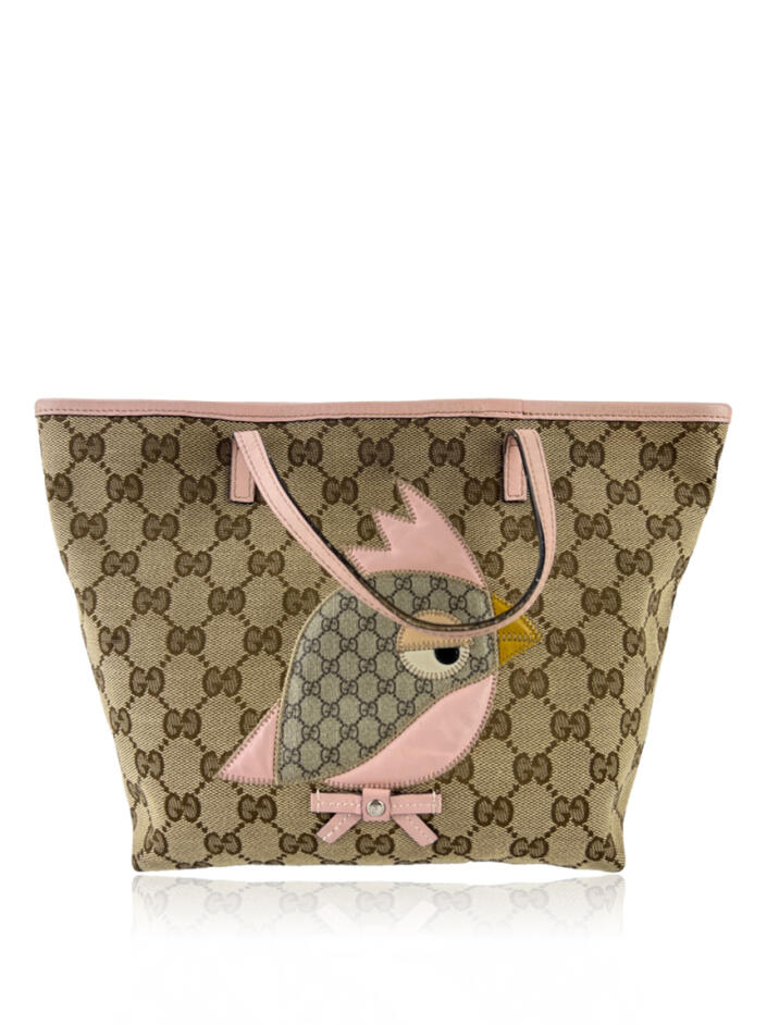 Bolsa Tote Gucci Zoo Bird Rosa Original YCE29 Etiqueta nica